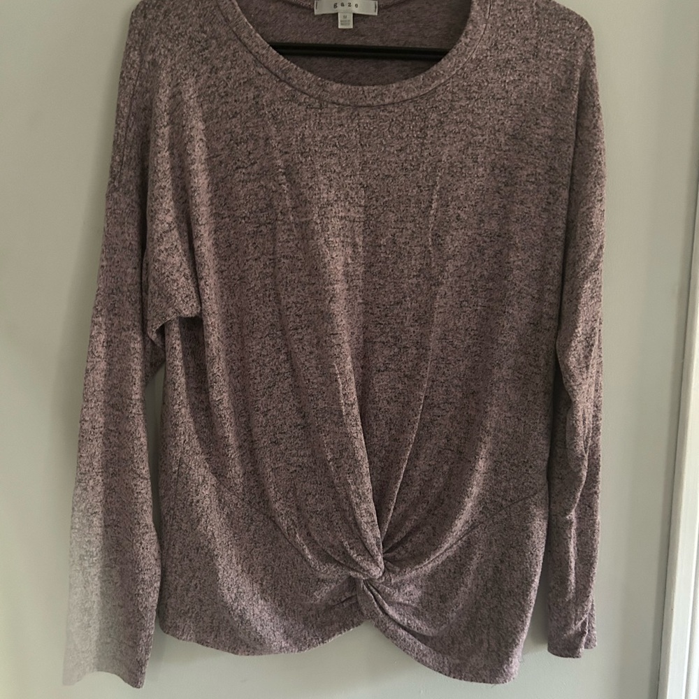 Gaze Heathered Purple Twist Front Sweatshirt